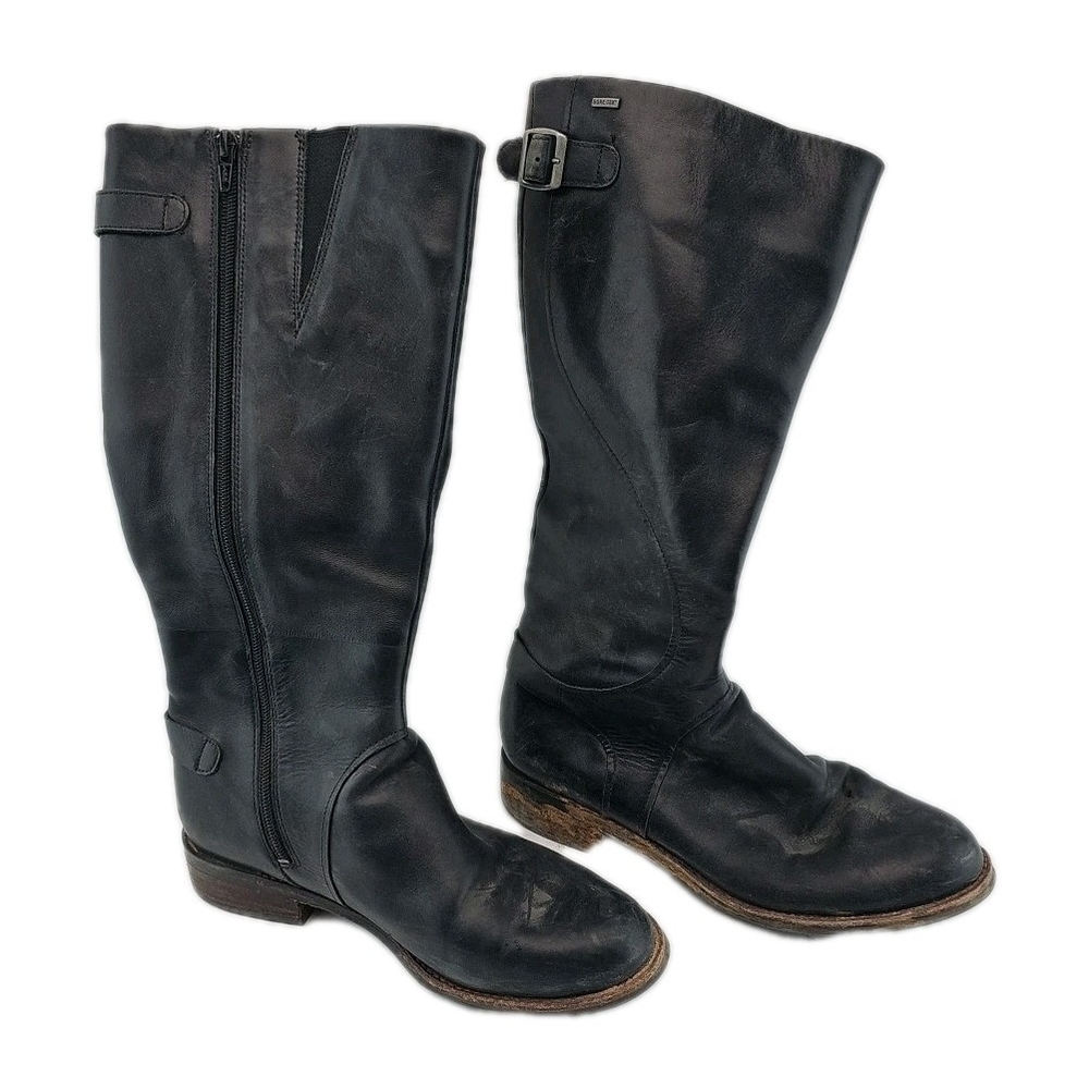 Clarks Camzin Tall Riding Boots Womens Sz 7 Black Leather Knee-High Gore-Tex